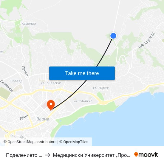 Поделението / Podelenieto to Медицински Университет „Проф. Д-Р Параскев Стоянов“ map