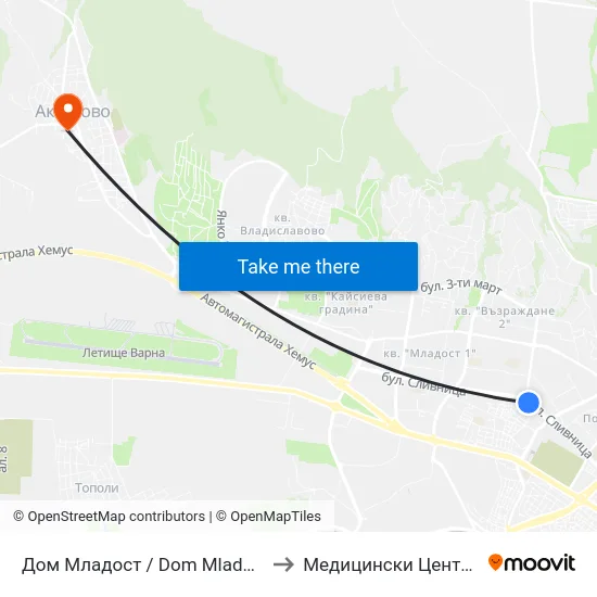 Дом Младост / Dom Mladost to Медицински Център map