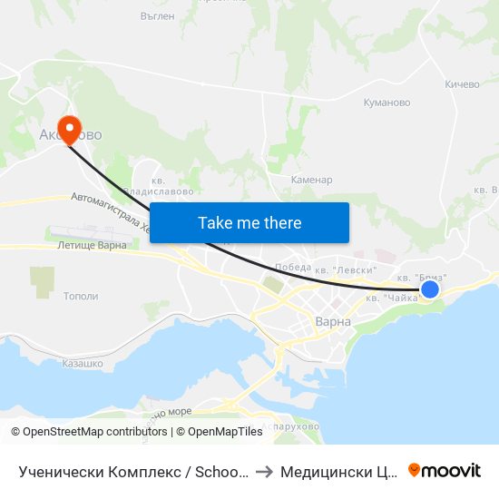 Ученически Комплекс / School Complex to Медицински Център map