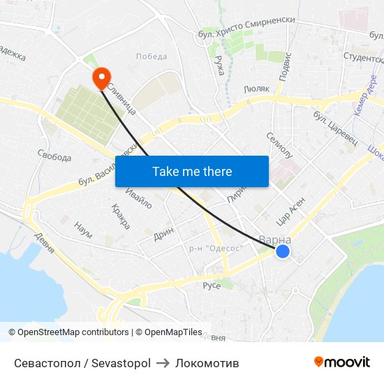 Севастопол / Sevastopol to Локомотив map