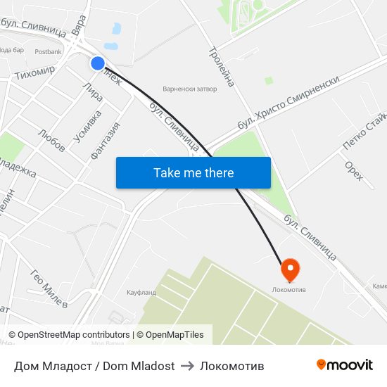 Дом Младост / Dom Mladost to Локомотив map