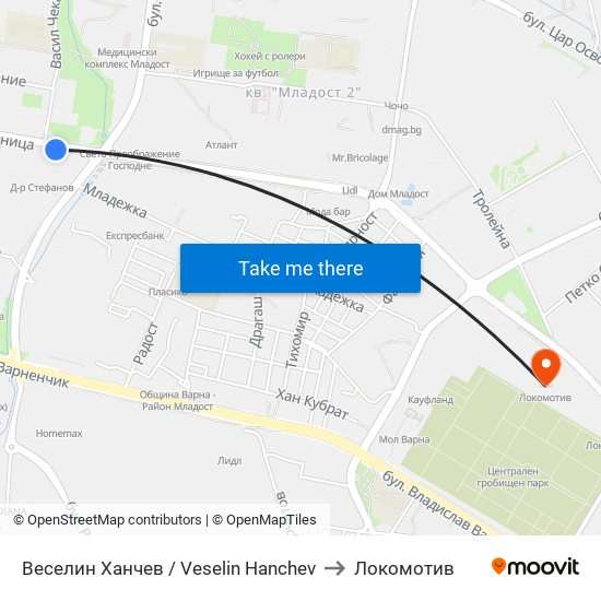 Веселин Ханчев / Veselin Hanchev to Локомотив map