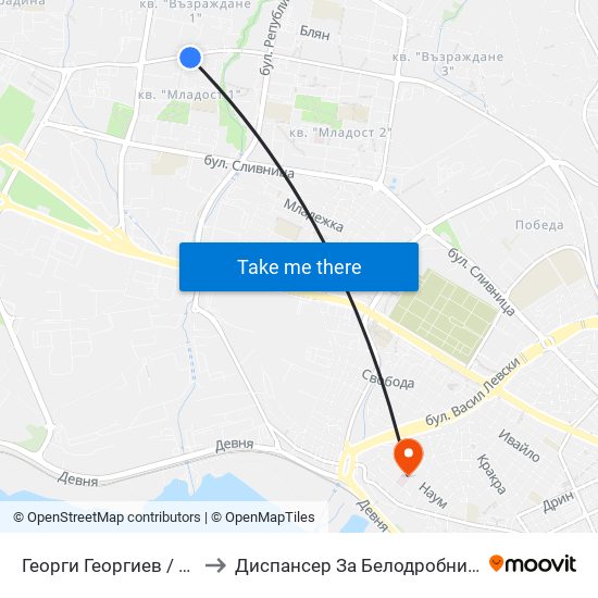 Георги Георгиев / Georgi Georgiev to Диспансер За Белодробни Заболявания Варна map