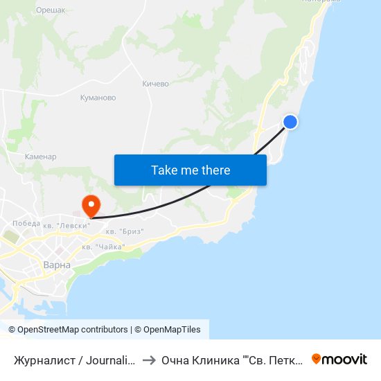Журналист / Journalist to Очна Клиника ""Св. Петка"" map