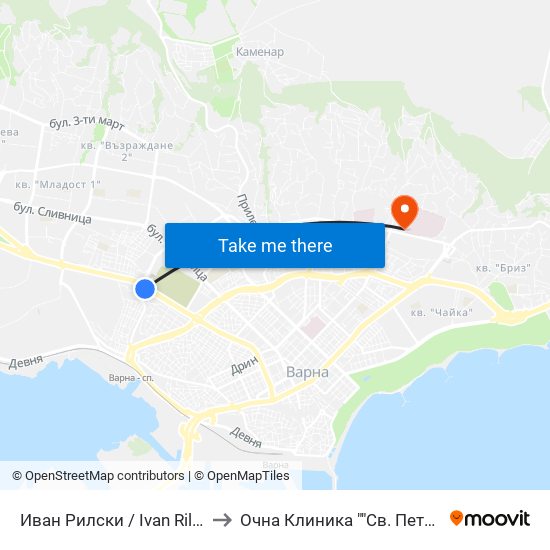 Иван Рилски / Ivan Rilski to Очна Клиника ""Св. Петка"" map