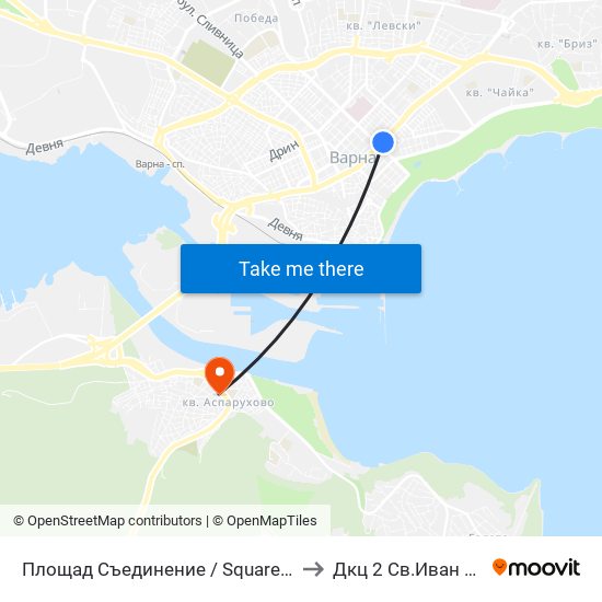 Площад Съединение / Square Saedinenie to Дкц 2 Св.Иван Рилски map
