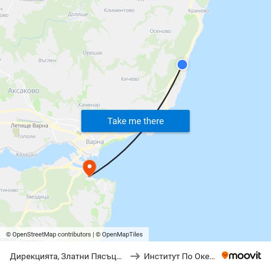 Дирекцията, Златни Пясъци / Directorate, Golden Sands to Институт По Океанология При Бан map