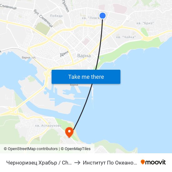 Черноризец Храбър / Chernorizets Hrabar to Институт По Океанология При Бан map
