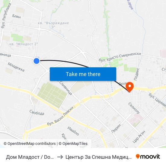 Дом Младост / Dom Mladost to Център За Спешна Медицинска Помощ map