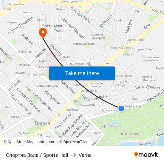 Спортна Зала / Sports Hall to Varna map