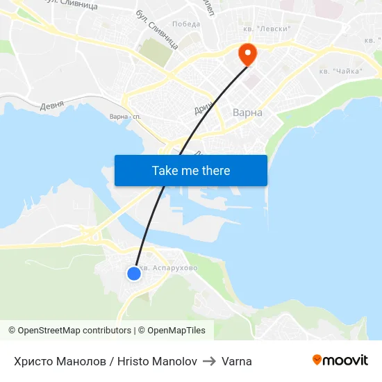 Христо Манолов / Hristo Manolov to Varna map