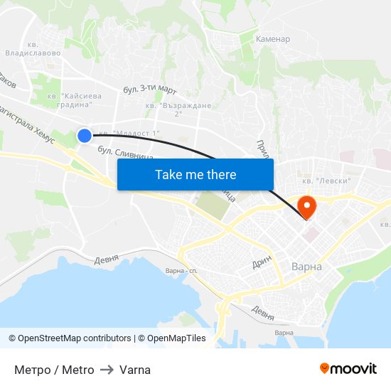 Метро / Metro to Varna map