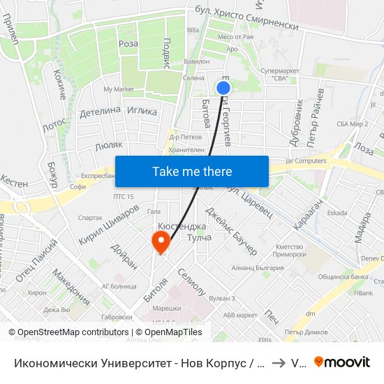 Икономически Университет - Нов Корпус / University Of Economics - New Building to Varna map