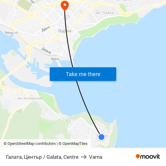 Галата, Център / Galata, Centre to Varna map