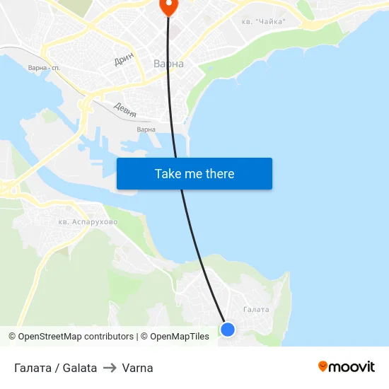 Галата / Galata to Varna map