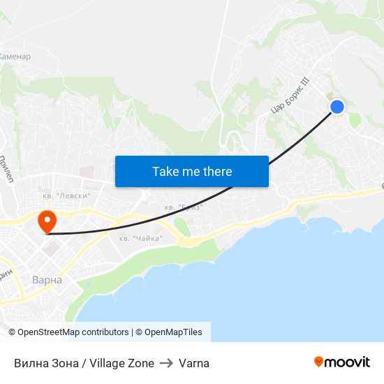 Вилна Зона / Village Zone to Varna map