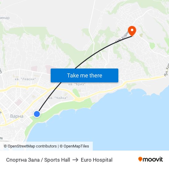 Спортна Зала / Sports Hall to Euro Hospital map