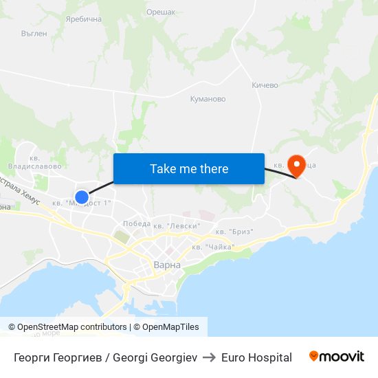 Георги Георгиев / Georgi Georgiev to Euro Hospital map