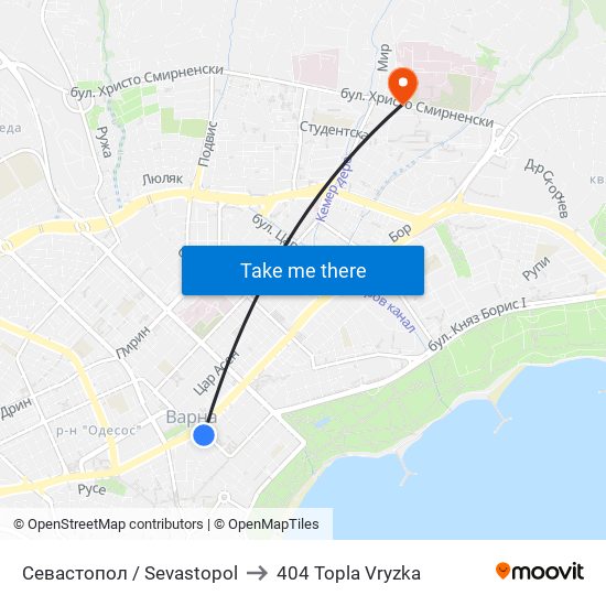 Севастопол / Sevastopol to 404 Topla Vryzka map