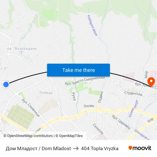 Дом Младост / Dom Mladost to 404 Topla Vryzka map