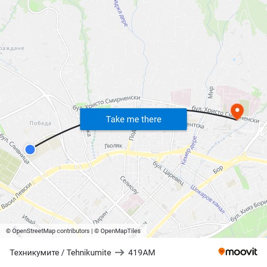 Техникумите / Tehnikumite to 419AM map