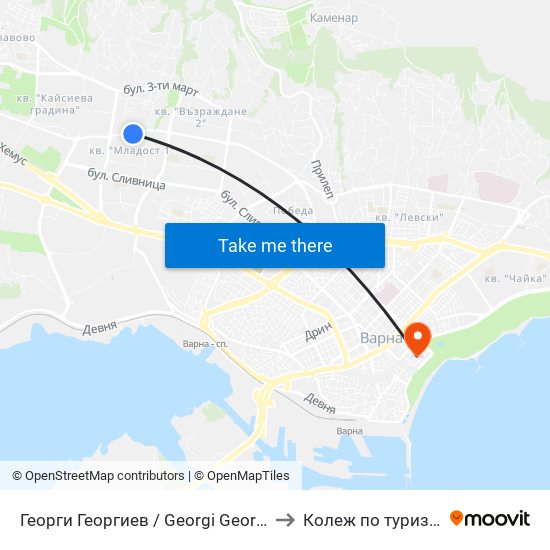 Георги Георгиев / Georgi Georgiev to Колеж по туризъм map