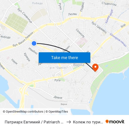 Патриарх Евтимий / Patriarch Evtimiy to Колеж по туризъм map