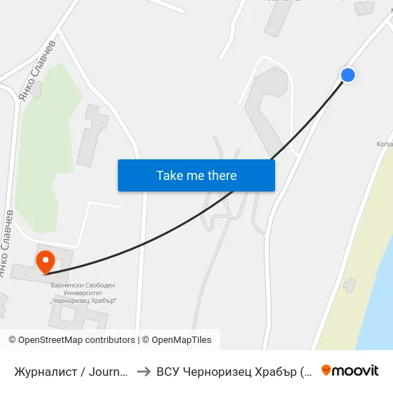 Журналист / Journalist to ВСУ Черноризец Храбър (VFU) map