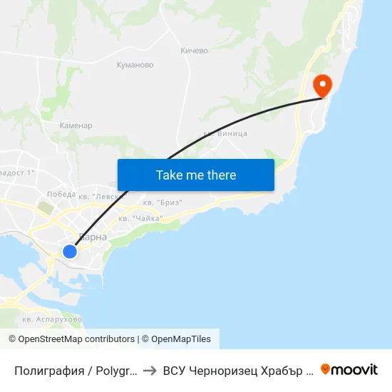 Полиграфия / Polygraphy to ВСУ Черноризец Храбър (VFU) map