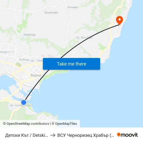 Детски Кът / Detski Kat to ВСУ Черноризец Храбър (VFU) map