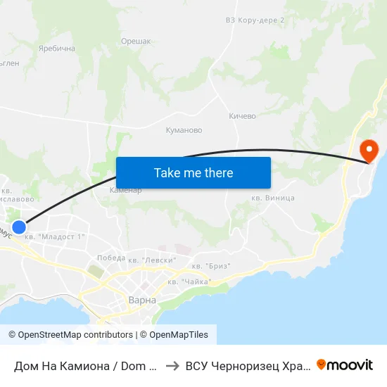 Дом На Камиона / Dom Na Kamiona to ВСУ Черноризец Храбър (VFU) map