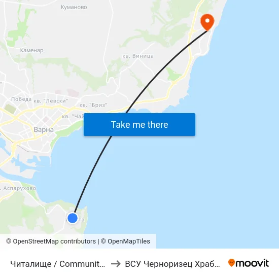 Читалище / Community Centre to ВСУ Черноризец Храбър (VFU) map
