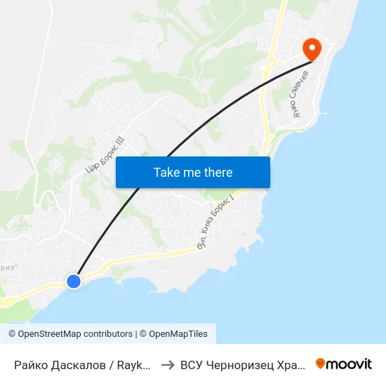 Райко Даскалов / Rayko Daskalov to ВСУ Черноризец Храбър (VFU) map