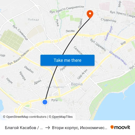 Благой Касабов / Blagoy Kassabov to Втори корпус, Икономически Университет - Варна map