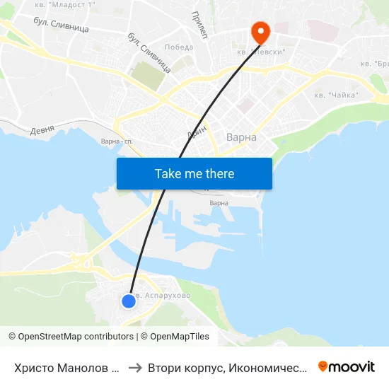 Христо Манолов / Hristo Manolov to Втори корпус, Икономически Университет - Варна map
