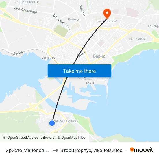 Христо Манолов / Hristo Manolov to Втори корпус, Икономически Университет - Варна map
