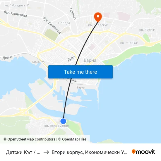 Детски Кът / Detski Kat to Втори корпус, Икономически Университет - Варна map