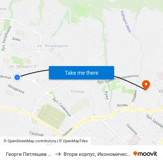 Георги Петлешев / Georgi Petleshev to Втори корпус, Икономически Университет - Варна map