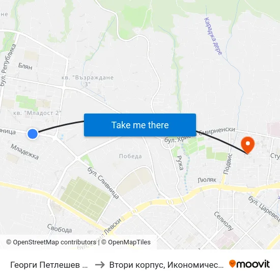 Георги Петлешев / Georgi Petleshev to Втори корпус, Икономически Университет - Варна map