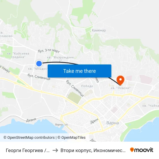 Георги Георгиев / Georgi Georgiev to Втори корпус, Икономически Университет - Варна map
