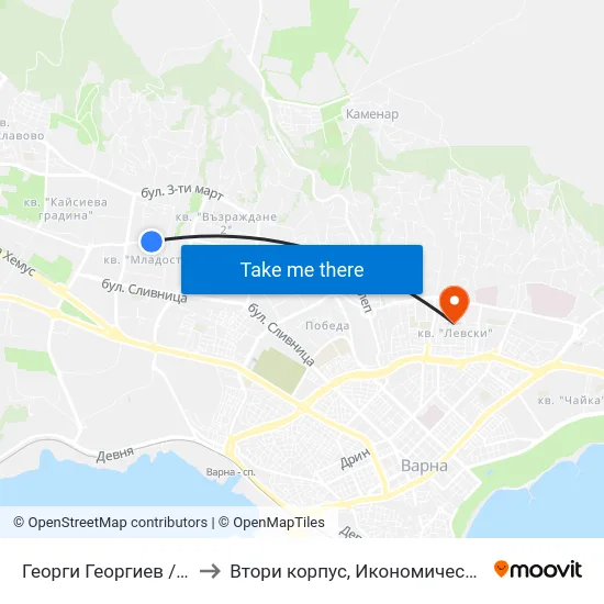 Георги Георгиев / Georgi Georgiev to Втори корпус, Икономически Университет - Варна map