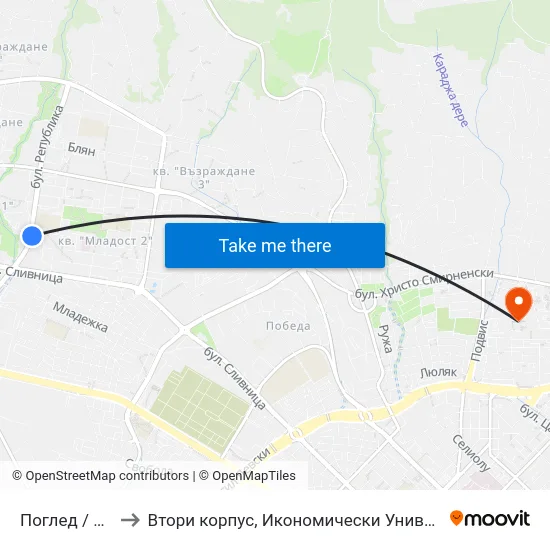 Поглед / Pogled to Втори корпус, Икономически Университет - Варна map