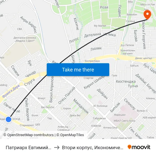 Патриарх Евтимий / Patriarch Evtimiy to Втори корпус, Икономически Университет - Варна map