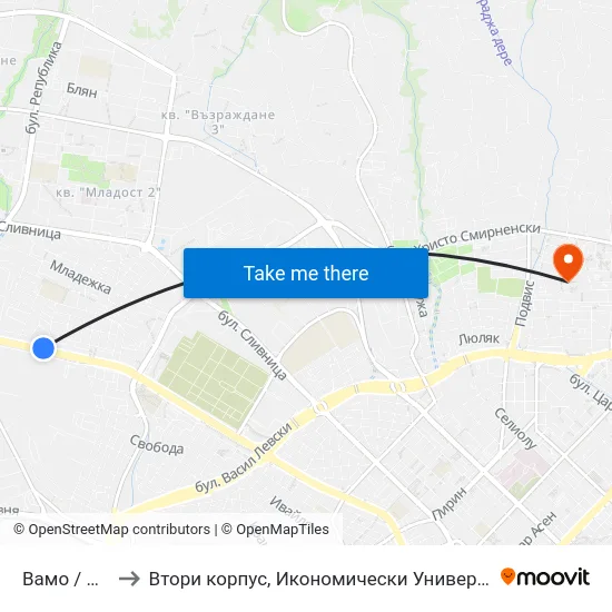Вамо / Vamo to Втори корпус, Икономически Университет - Варна map