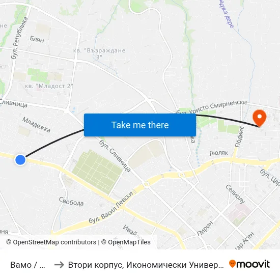 Вамо / Vamo to Втори корпус, Икономически Университет - Варна map