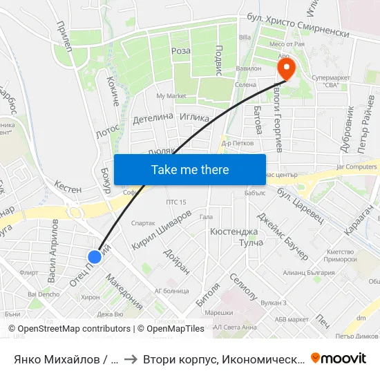 Янко Михайлов / Yanko Mihaylov to Втори корпус, Икономически Университет - Варна map