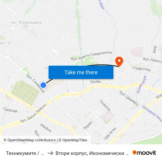 Техникумите / Tehnikumite to Втори корпус, Икономически Университет - Варна map