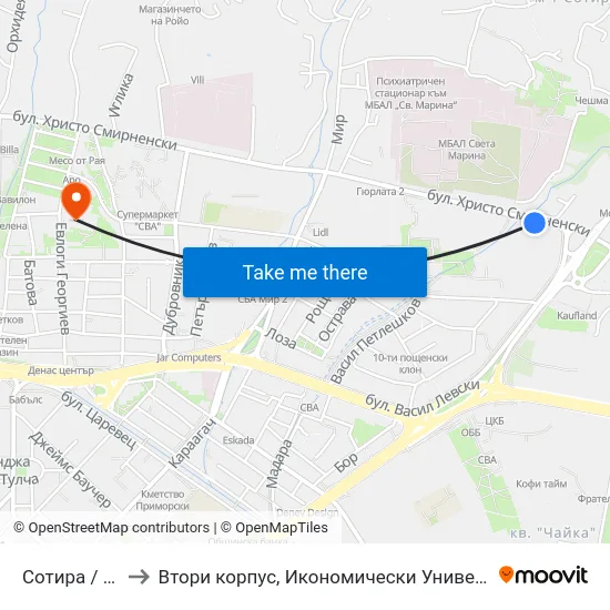 Сотира / Sotira to Втори корпус, Икономически Университет - Варна map