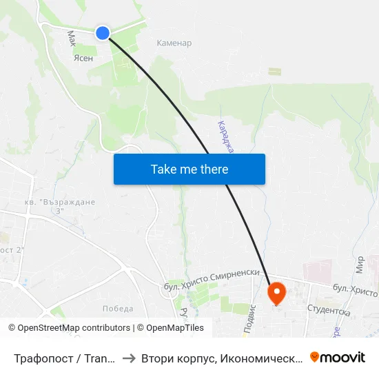 Трафопост / Transformer Station to Втори корпус, Икономически Университет - Варна map