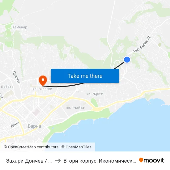 Захари Дончев / Zahari Donchev to Втори корпус, Икономически Университет - Варна map